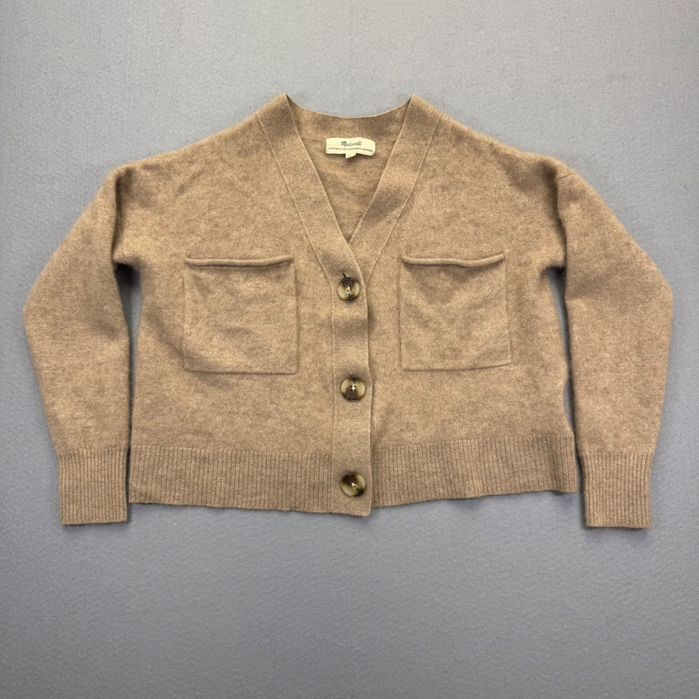 Madewell (Re)sponsible Cashmere Cardigan Sweater Tan NG713 Womens XXS FA22
